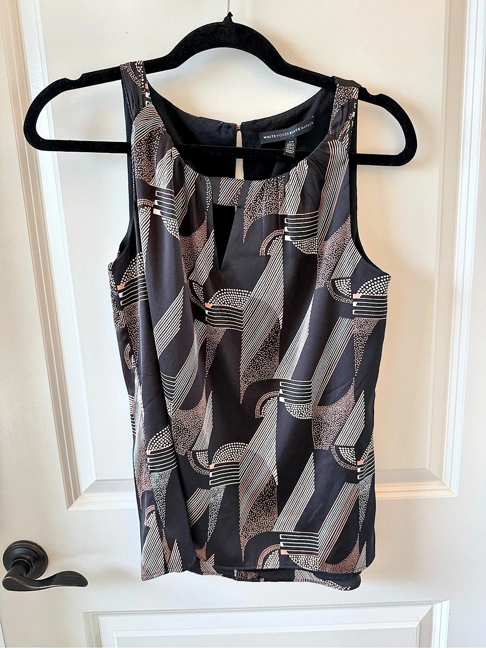 White House Black Market Geometric Tank Top in Black & Pink Size XS Like New